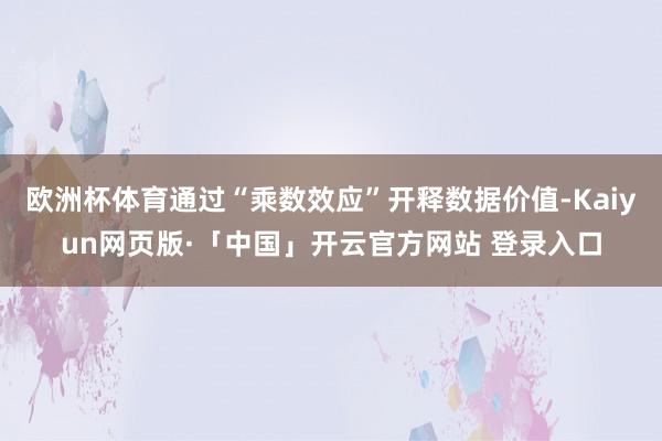欧洲杯体育通过“乘数效应”开释数据价值-Kaiyun网页版·「中国」开云官方网站 登录入口