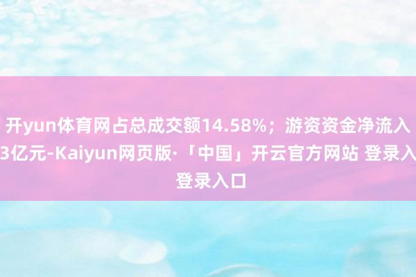 开yun体育网占总成交额14.58%;游资资金净流入1.3亿元-Kaiyun网页版·「中国」开云官方网站 登录入口